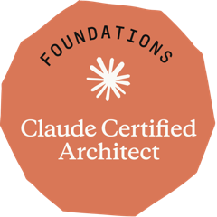 Claude Certified Architect – Foundations badge, issued by Anthropic